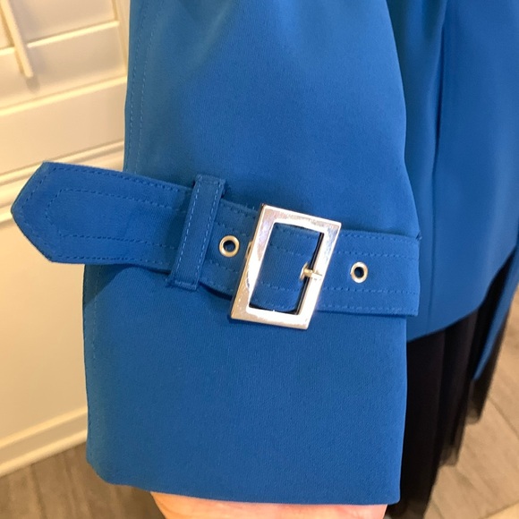 Ann Klein 2-piece trench style long jacket in true blue and black pants 6 🎁 - Picture 4 of 10